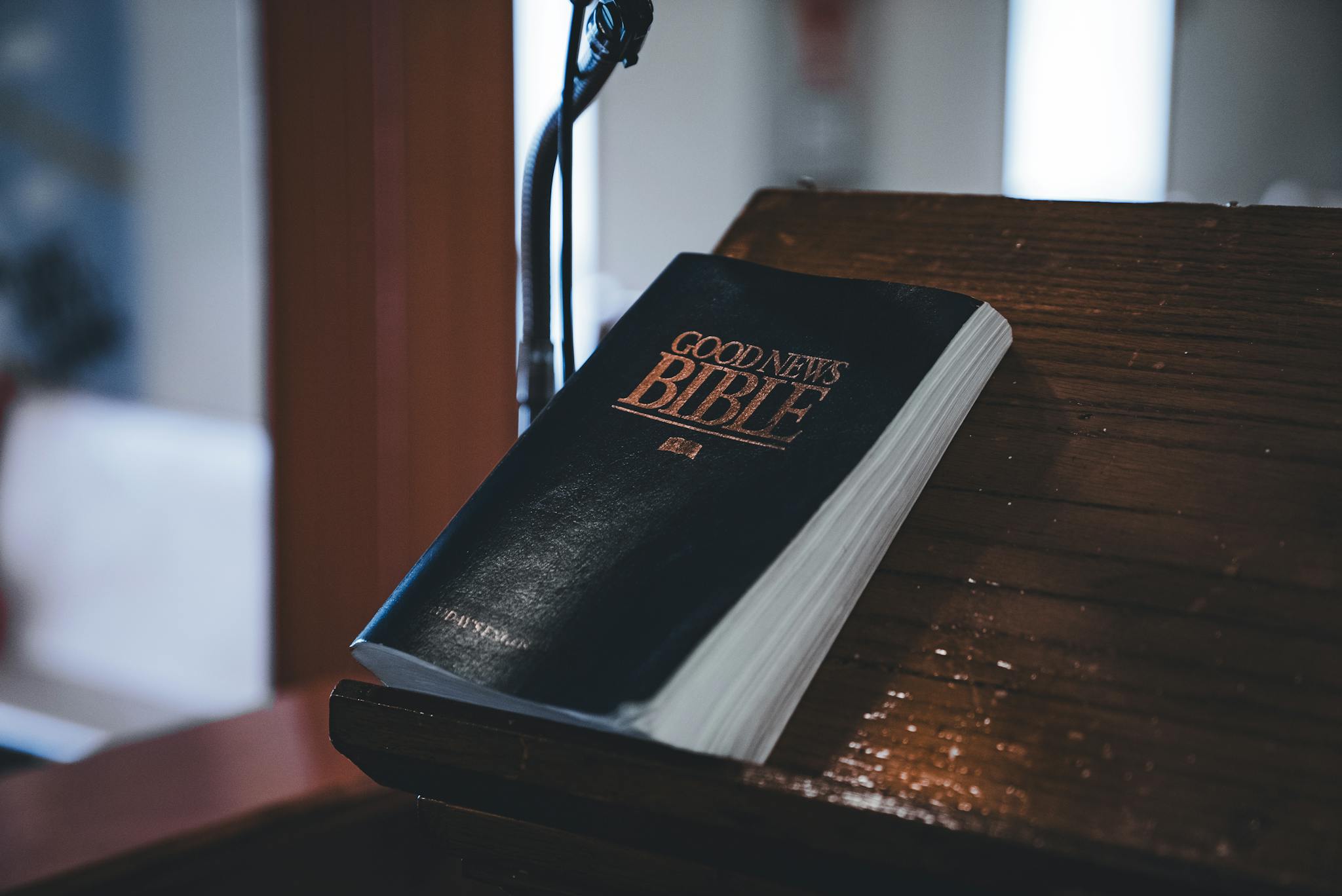 Bible sitting on a pulpit ready to be used by an expository preacher